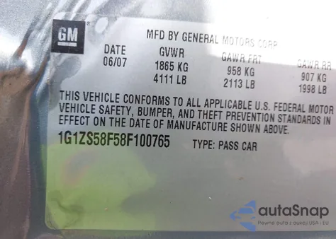 2008 Chevrolet Malibu Classic Ls из США, поврежденный, VIN 1G1ZS58F58F100765